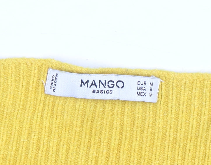 Mango Women Yellow Knit Pullover Jumper Size 10