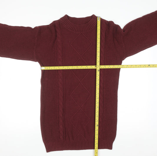 Hollister Women's Red Cable-Knit Crew Neck Jumper Size S