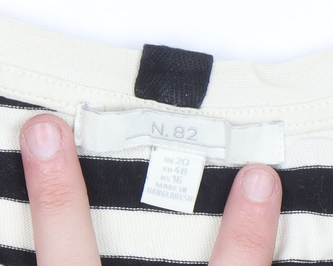 Next Women’s Black White Striped Cotton T-Shirt Size 20