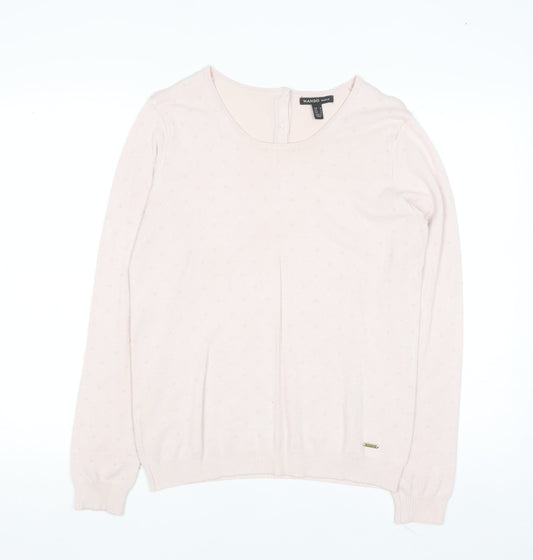 Mango Women Pink Round Neck Long Sleeve Pullover Jumper Size 10