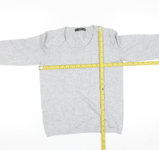Mango Women Grey Scoop Neck Long Sleeve Pullover Jumper Size S