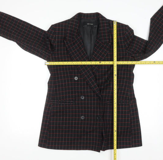 Zara Basic Women’s Black Checked Wool Blend Blazer Jacket Size S