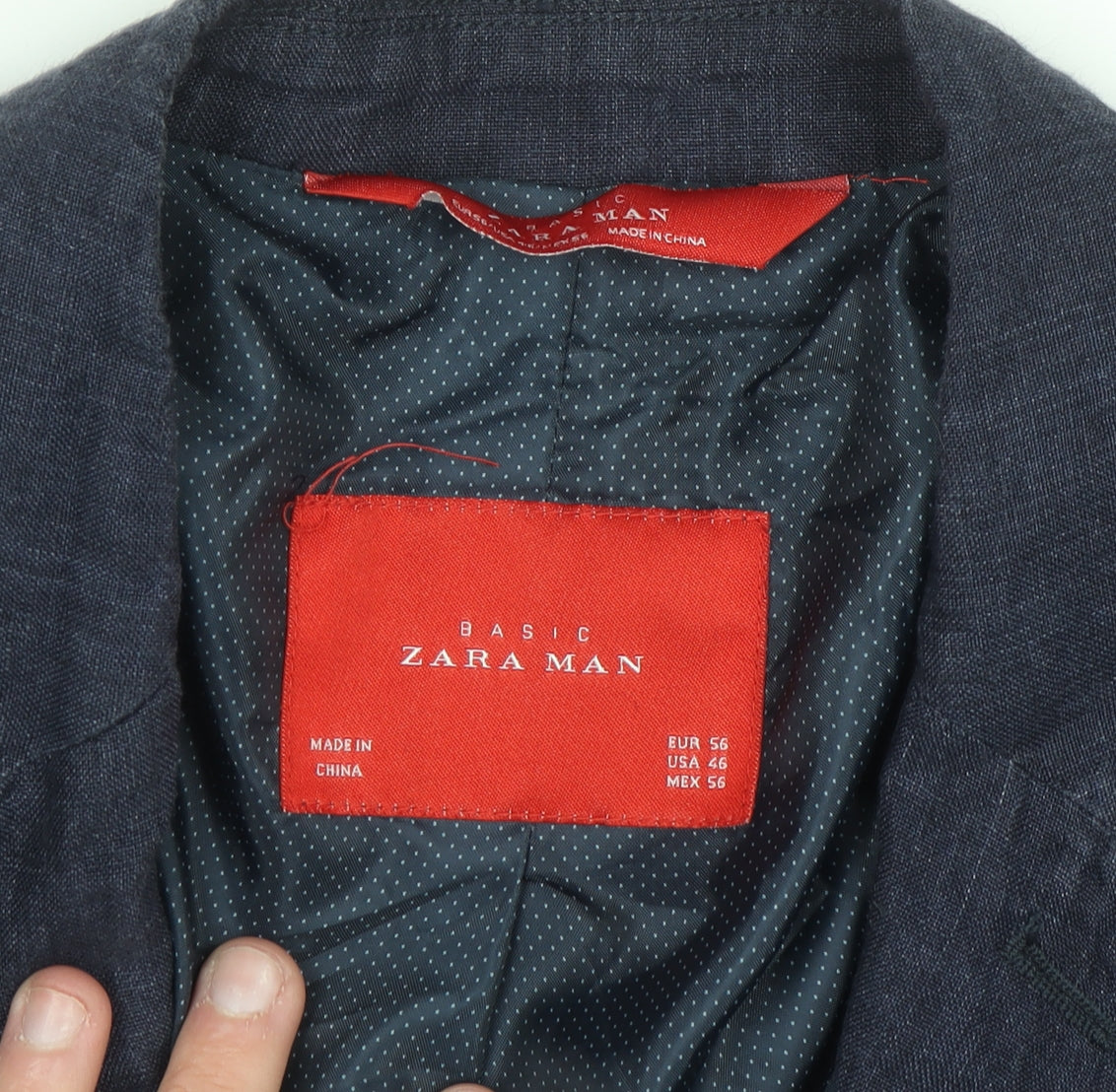 Zara Man Blue Linen Blazer Jacket Men 2XL Regular Fit