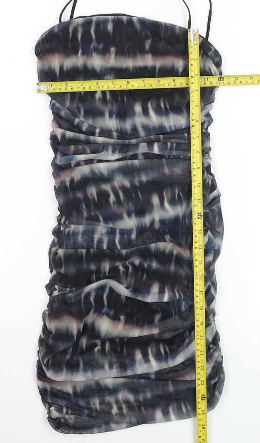 Quiz Women’s Multicoloured Ruched Bodycon Strapless Dress Size 10