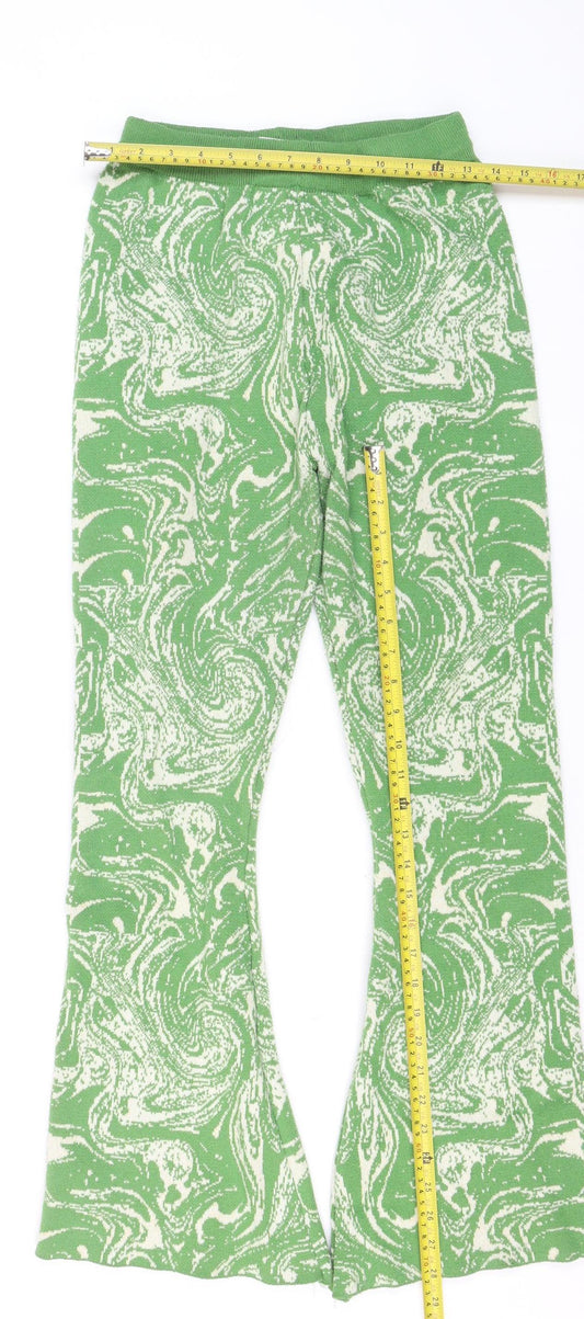 Daisy Street Womens Green Flared Knit Trousers Size 18