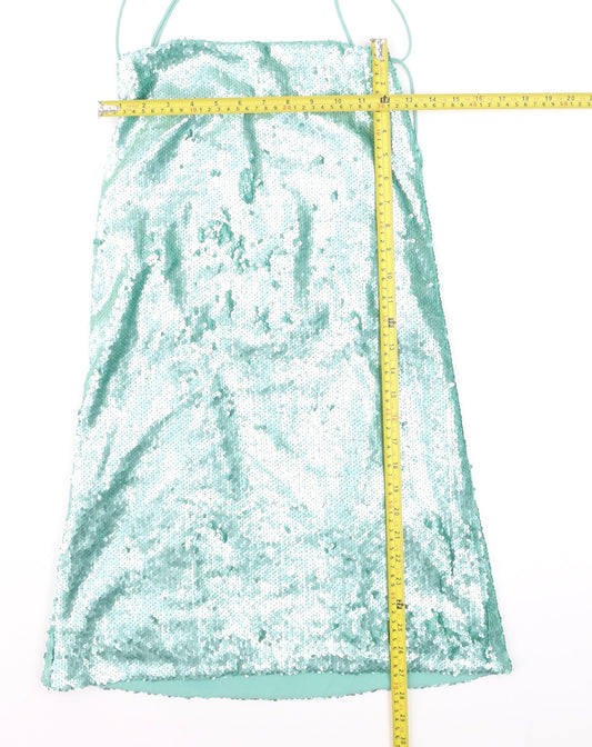 ASOS Women’s Green Sequin Slip Dress Size 8 Party Sleeveless