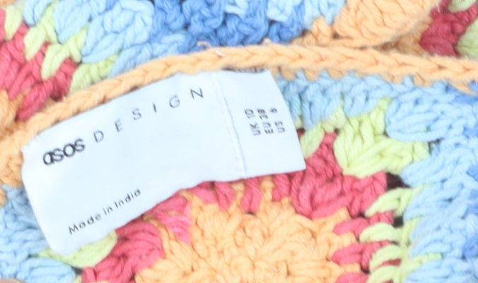 ASOS DESIGN Women’s Multicoloured Crochet Halter Crop Top Size S