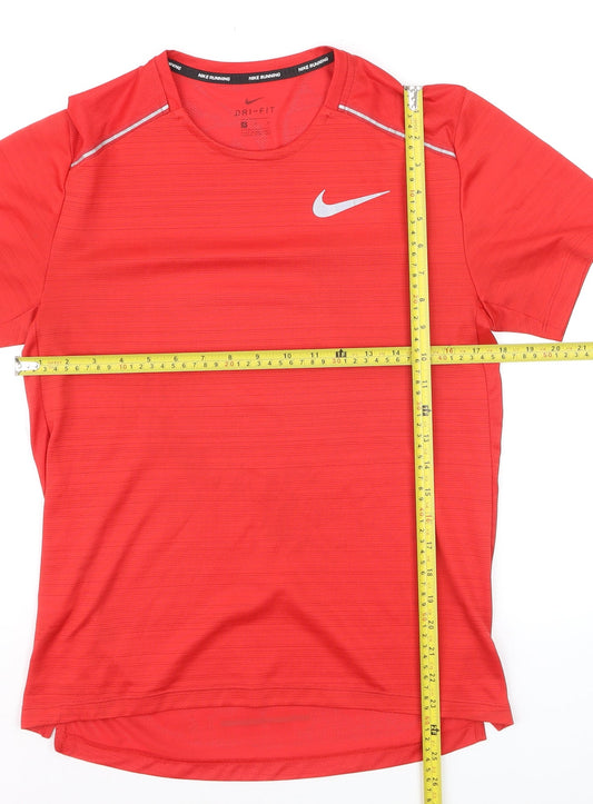 Nike Boys Red Dri-FIT Running T-Shirt Size S Reflective Sports Top