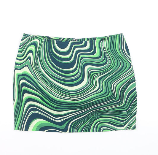 Motel Women Green Geometric Mini Pencil Skirt Size S