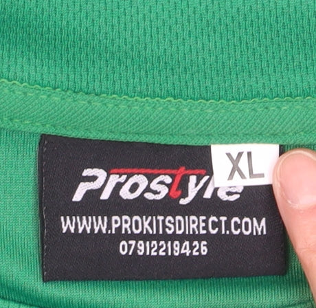 Prostyle Men's Green Crew Neck Short Sleeve T-Shirt XL Polyester