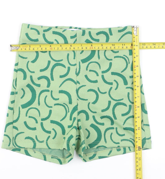 Bershka Women Green Geometric Knit Biker Shorts XS