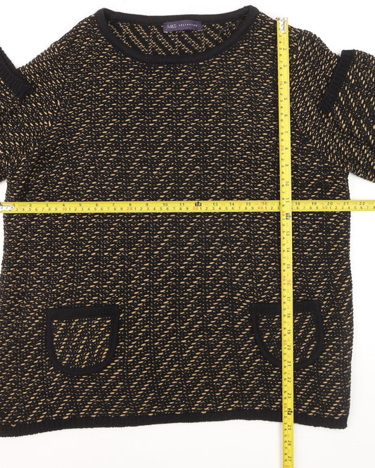 Marks and Spencer Women's Black Knit Jumper Size 16 Crew Neck