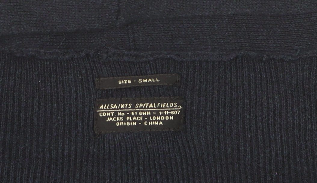 AllSaints Women’s Navy Blue Cotton Cashmere Silk Open Cardigan Small