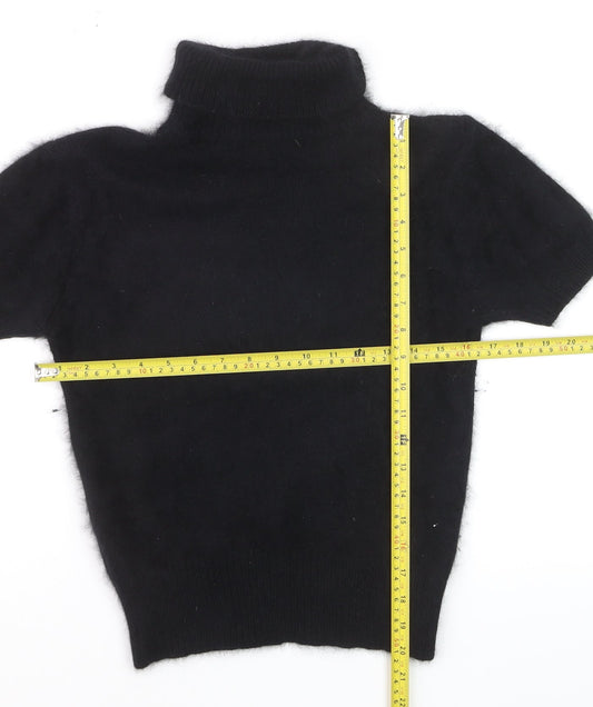 Marks and Spencer Women's Black Angora Roll Neck Short Sleeve Jumper Size 10