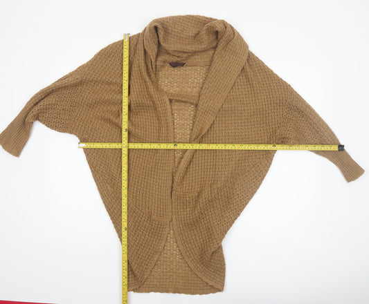 Miss Selfridge Women Beige Size 12 Chunky Knit Open Cardigan