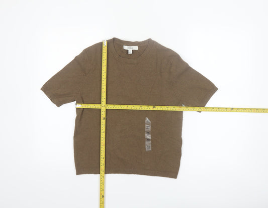 Marks and Spencer Women's Brown XS Cotton Knit Short Sleeve Jumper