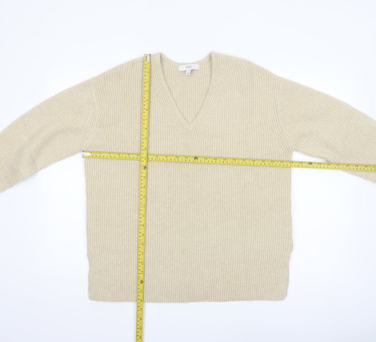 Marks and Spencer Womens Beige V-Neck Knit Jumper M