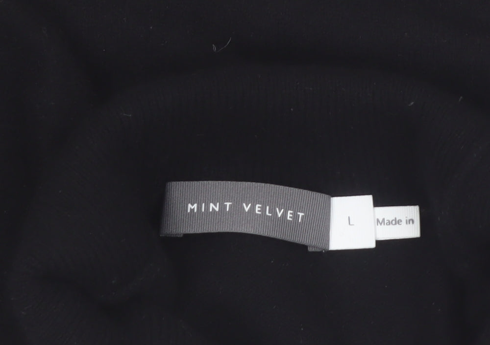 Mint Velvet Womens Black Mock Neck Sleeveless Knit Vest L