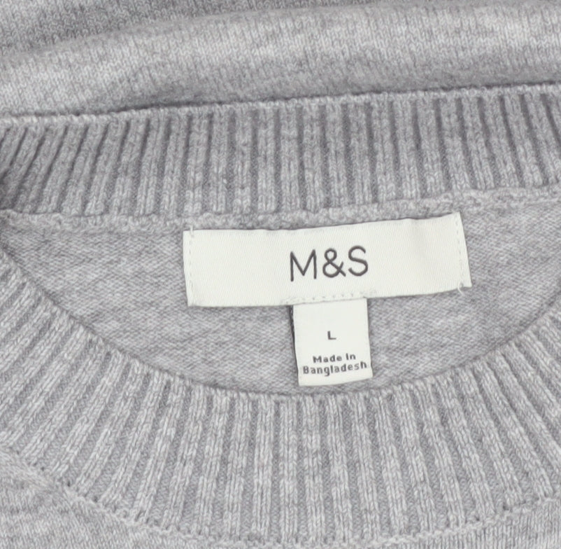 Marks and Spencer Womens Grey Wool Crew Neck Pullover Jumper L
