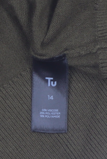 Tu Women’s Green V-Neck Cardigan Size 14 Long Sleeve Knit