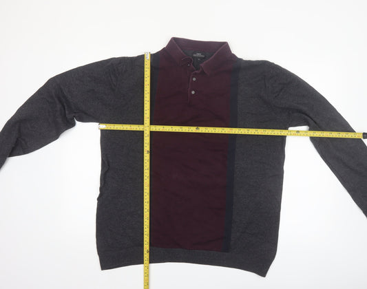Next Men’s Grey Collared Pullover Jumper XL Cotton Knit