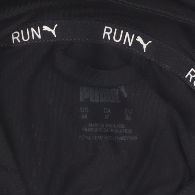 Puma Men’s Black Long Sleeve 1/4 Zip Running Top M Athletic Fit