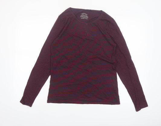 FatFace Women's Red Striped Long Sleeve Cotton Modal T-Shirt Size 12