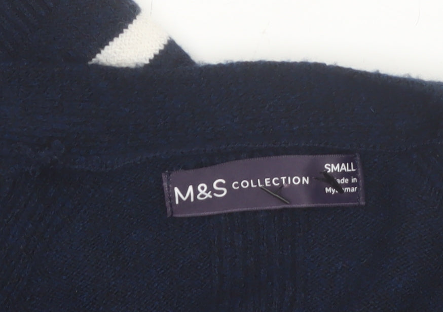 Marks and Spencer Womens Blue Striped Belted Cardigan Size S