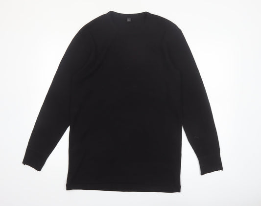 Marks and Spencer Men's Black Wool Blend Long Sleeve Pullover Size L