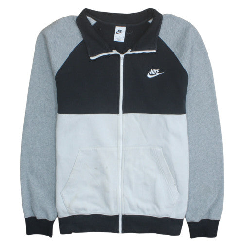 Nike Mens Black Grey Track Jacket Size M Full Zip Fleece