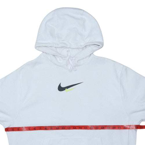 Nike Women White Pullover Hoodie Medium Logo Print Casual