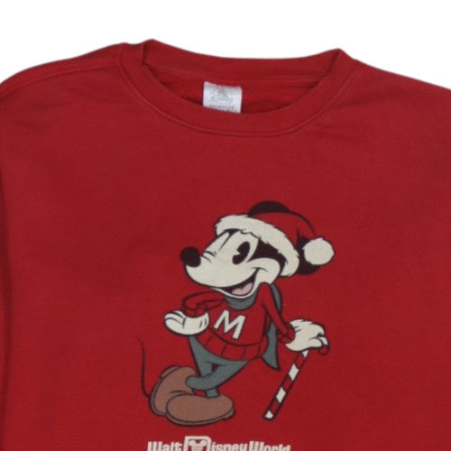 Disney Women Red Mickey Mouse Christmas Sweatshirt Size M