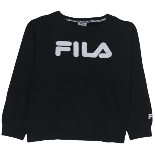 Additional front view of Fila women’s black crew neck pullover sweatshirt, size UK 18