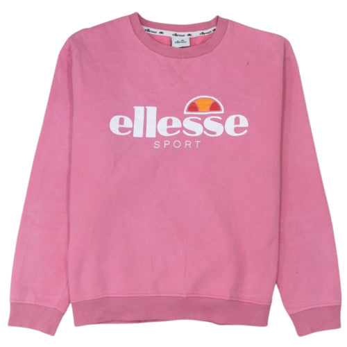 Additional front view of Ellesse Women Pink Crew Neck Pullover Sweatshirt UK 14 Cotton Blend