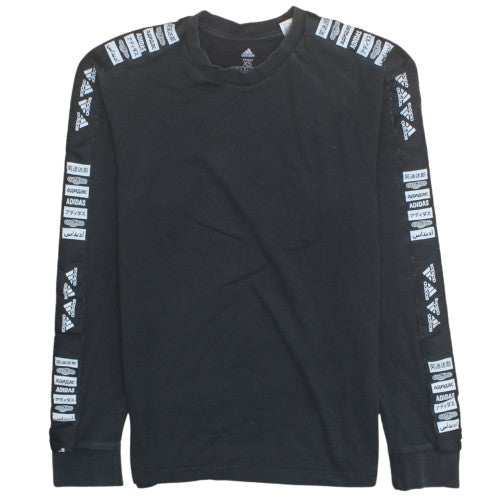 Additional front view of adidas unisex black xs long sleeve logo pullover sweatshirt