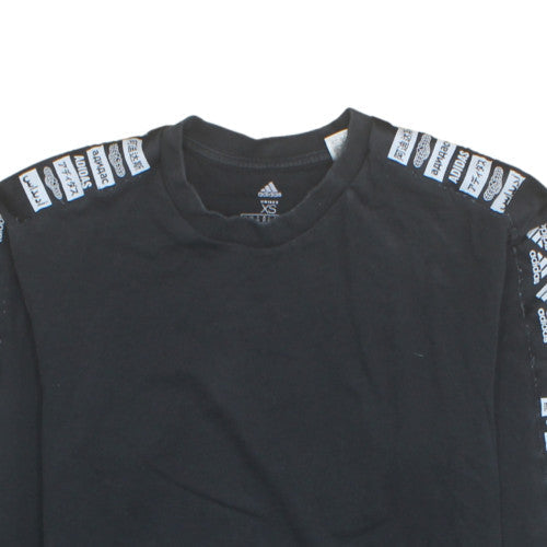 Additional view of adidas unisex black xs long sleeve logo pullover sweatshirt