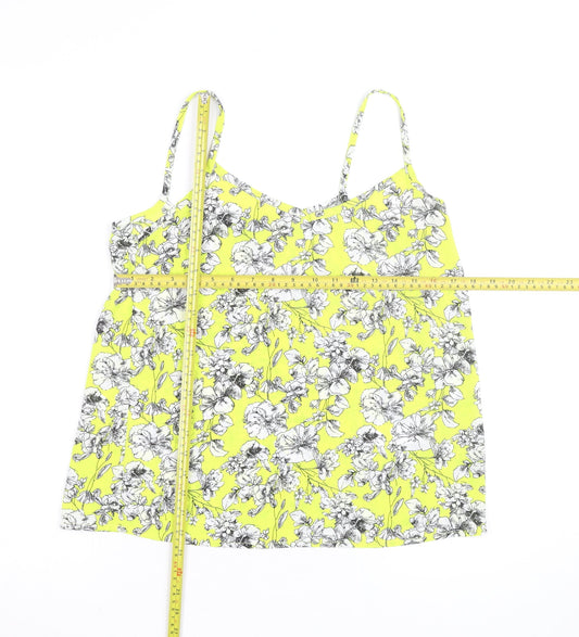 New Look Women's Yellow Floral Camisole Top Size 10