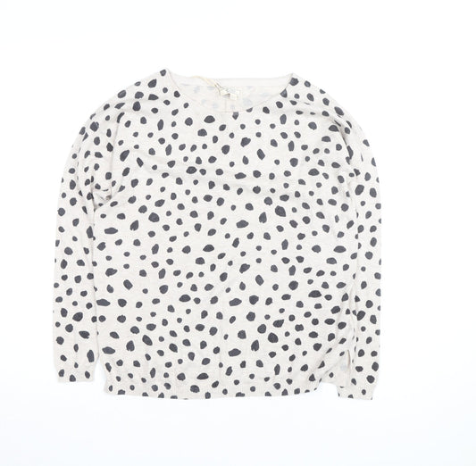 FatFace Women’s White Animal Print Long Sleeve Cotton Top Size 8