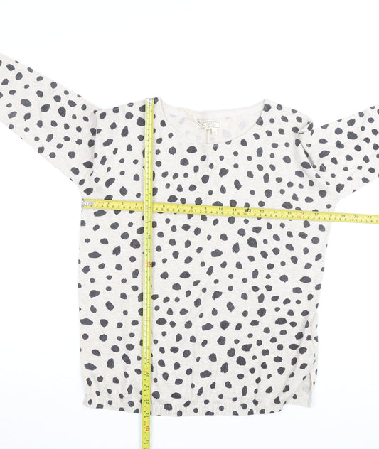 Fat Face Women’s White Animal Print Long Sleeve Cotton Top Size 8