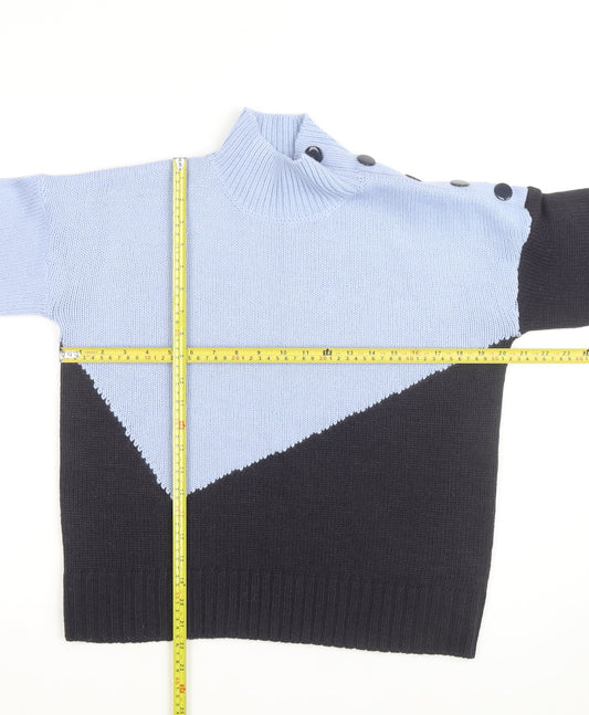 Marks and Spencer Women’s Blue Mix Geometric Mock Neck Pullover Jumper XS