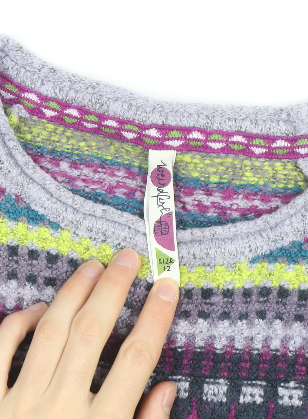 Weird Fish Women's Purple Fair Isle Knit Jumper Size 12