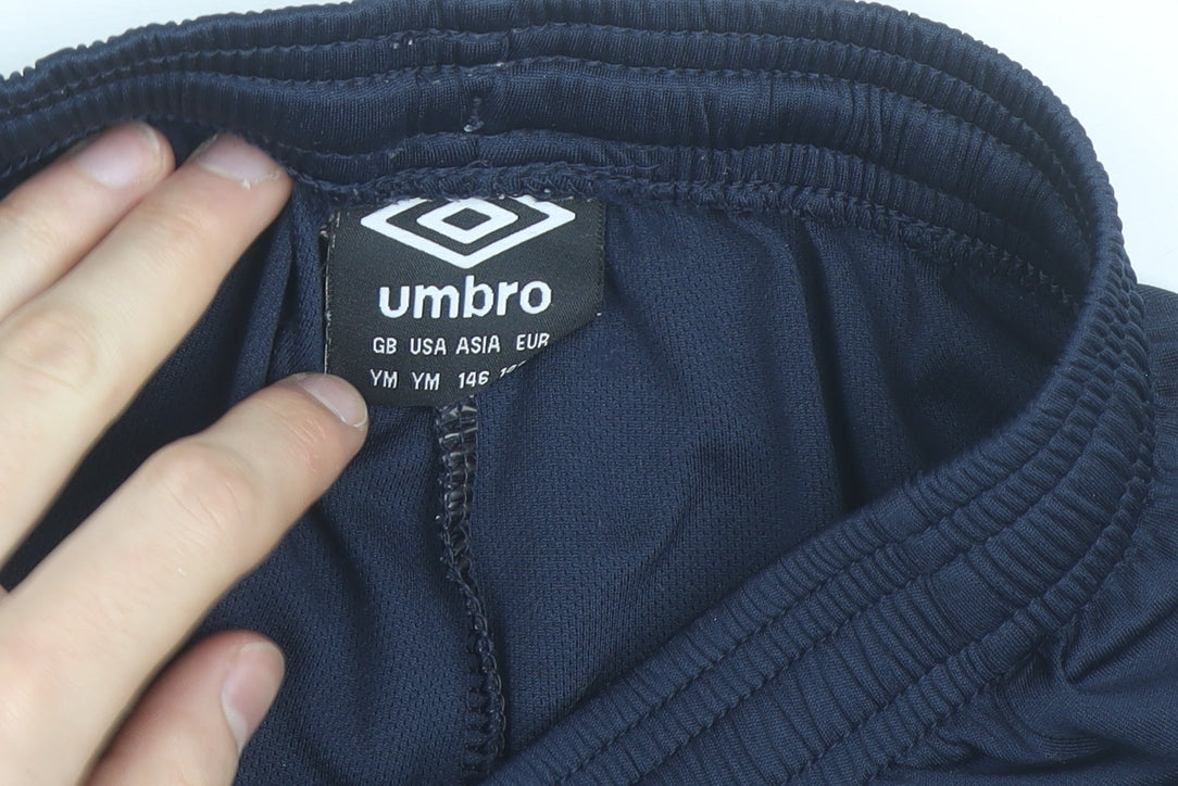 Umbro Boys Navy Blue YM 146 Athletic Shorts Polyester Elastic Waist