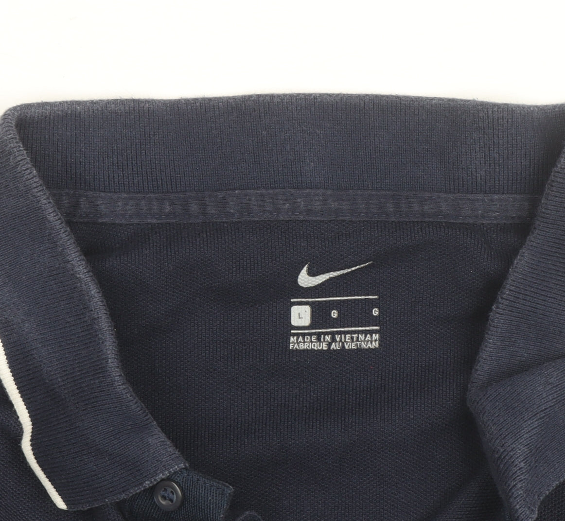Nike Men's Blue Cotton Polo Shirt L Short Sleeve Sportswear