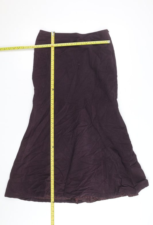 Olsen Womens Brown Corduroy Flared Midi Skirt Size 12