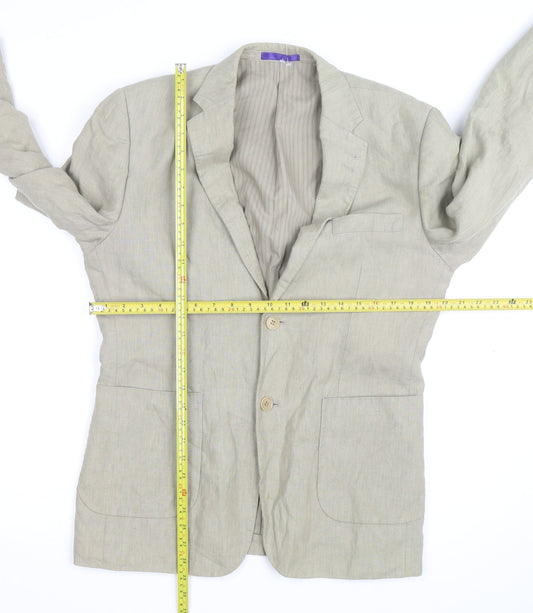 Butler and Webb Women’s Beige Linen Blazer M Button Mid-Length