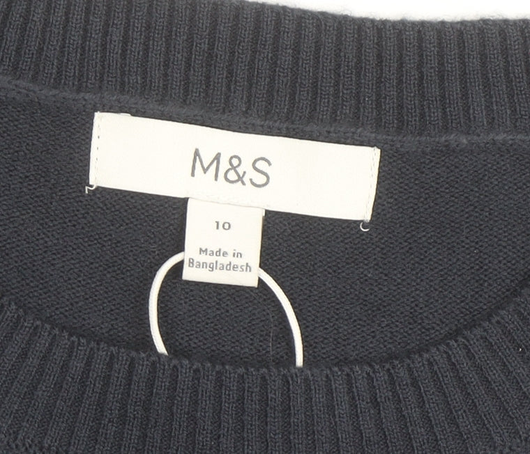 Marks and Spencer Women’s Blue Striped Crew Neck Jumper Size 10