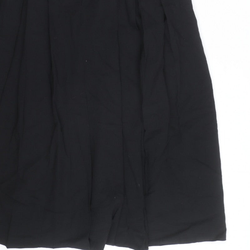 Max Pierre Women's Black Pleated Midi Belted Skirt UK 10