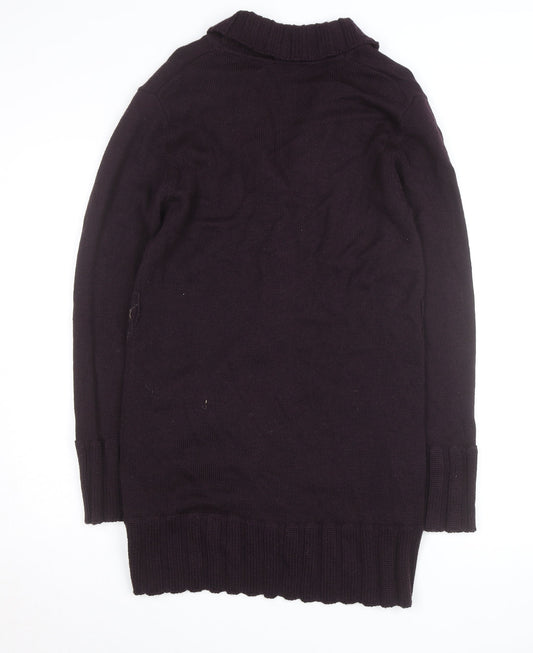 Olsen Women Purple Wool Blend Long Sleeve Cardigan Size M