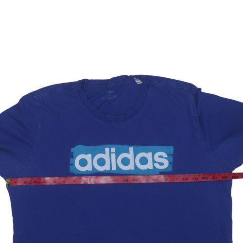 Adidas Men's Blue XL Crew Neck Cotton Graphic T-Shirt