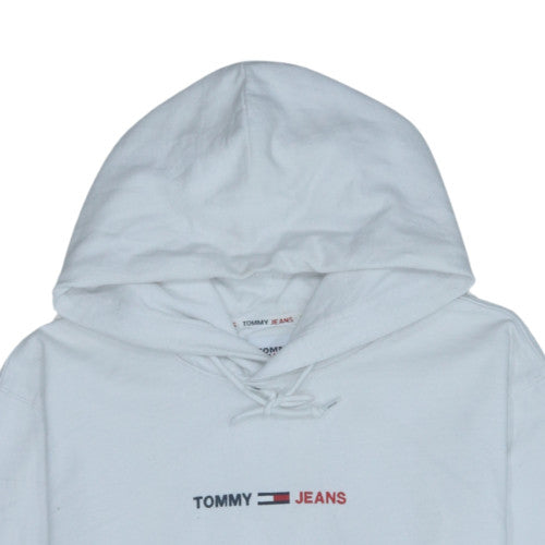 Tommy Jeans Mens White XL Pullover Hoodie with Logo Print